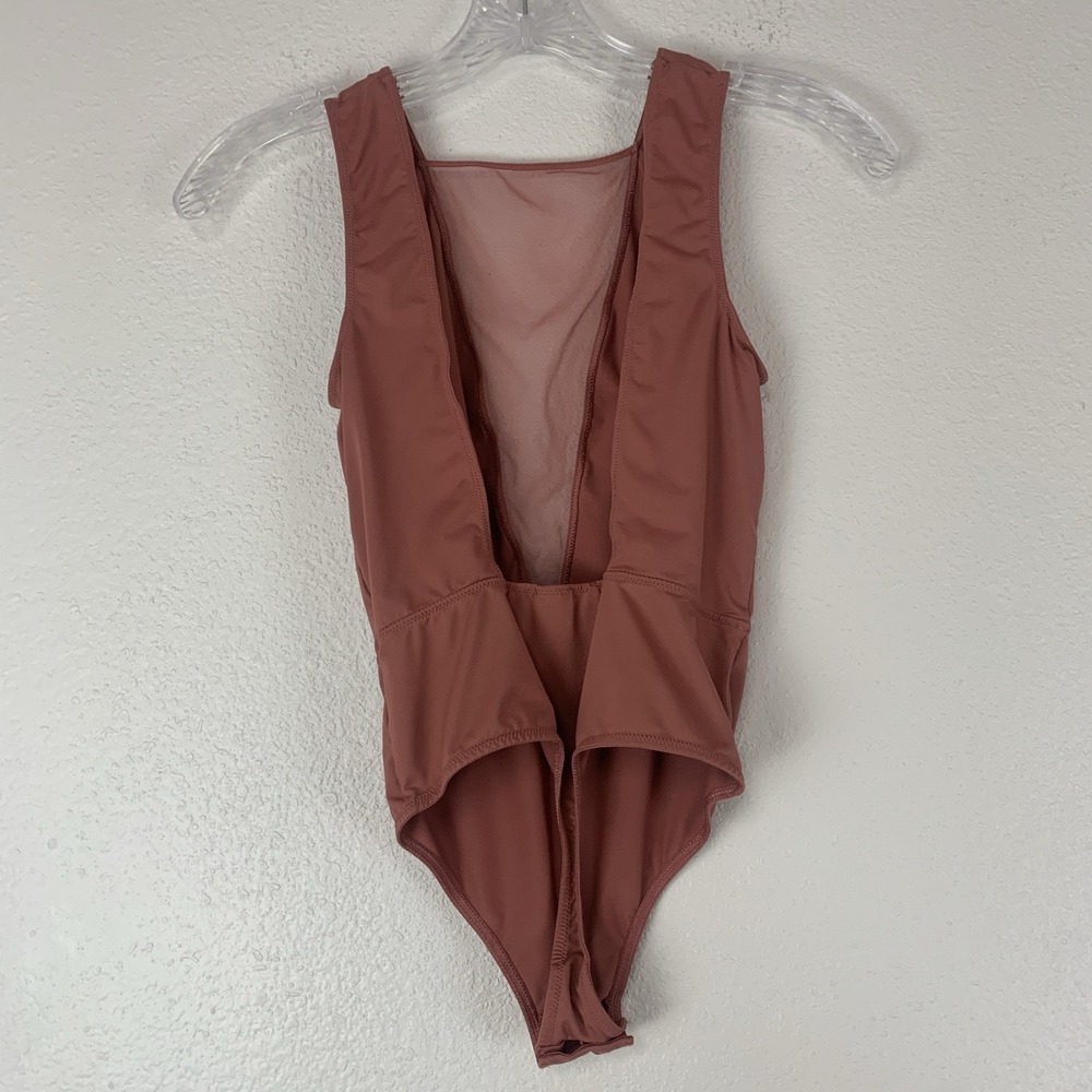 Victoria's Secret Bodysuit Womens XS Dusty Rose Stretch Mesh Thong Sleeveless - Picture 3 of 7
